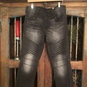 TRUE RELIGION RELAXED skinny MENS Black MOTO Jean